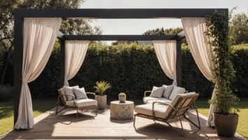 Gartensitzplatz mit geeignetem Dach